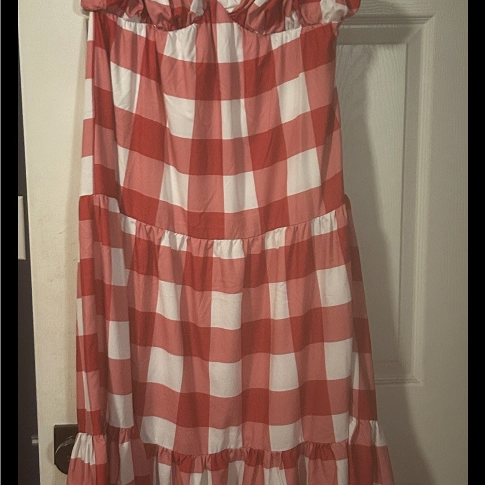 English Factory red gingham maxi dress nwot - Picture 6 of 8